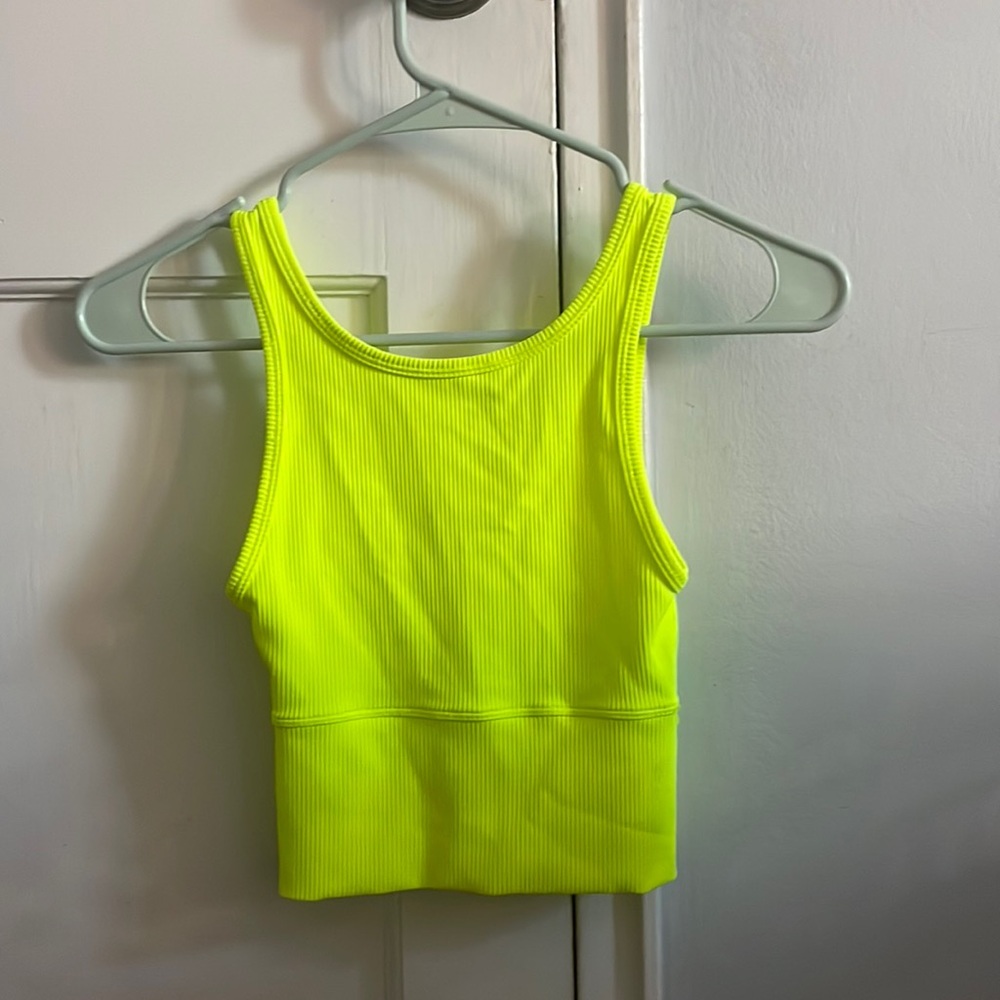 neon yellow athletic lululemon shirt